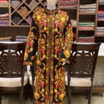 Black Kashmiri Coat With Floral Vine Jaal Embroidery Front