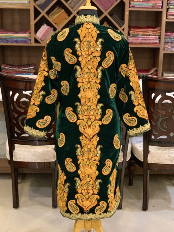 Green Velvet Paisley Parallel Paisley Pattern Embroidery Back