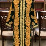 Green Velvet Paisley Parallel Paisley Pattern Embroidery Front