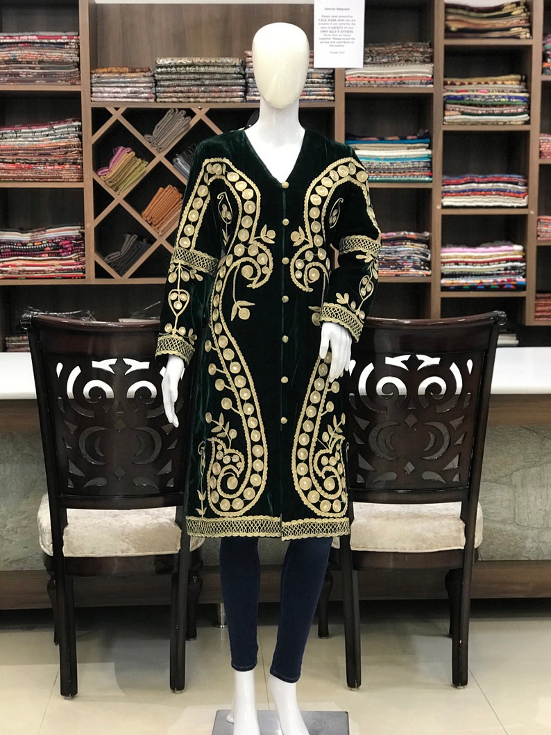 White Short Jacket With Floral Kashmiri Embroidery