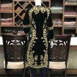 Green Velvet Kashmiri Dori & Tilla Embroidered Front Back