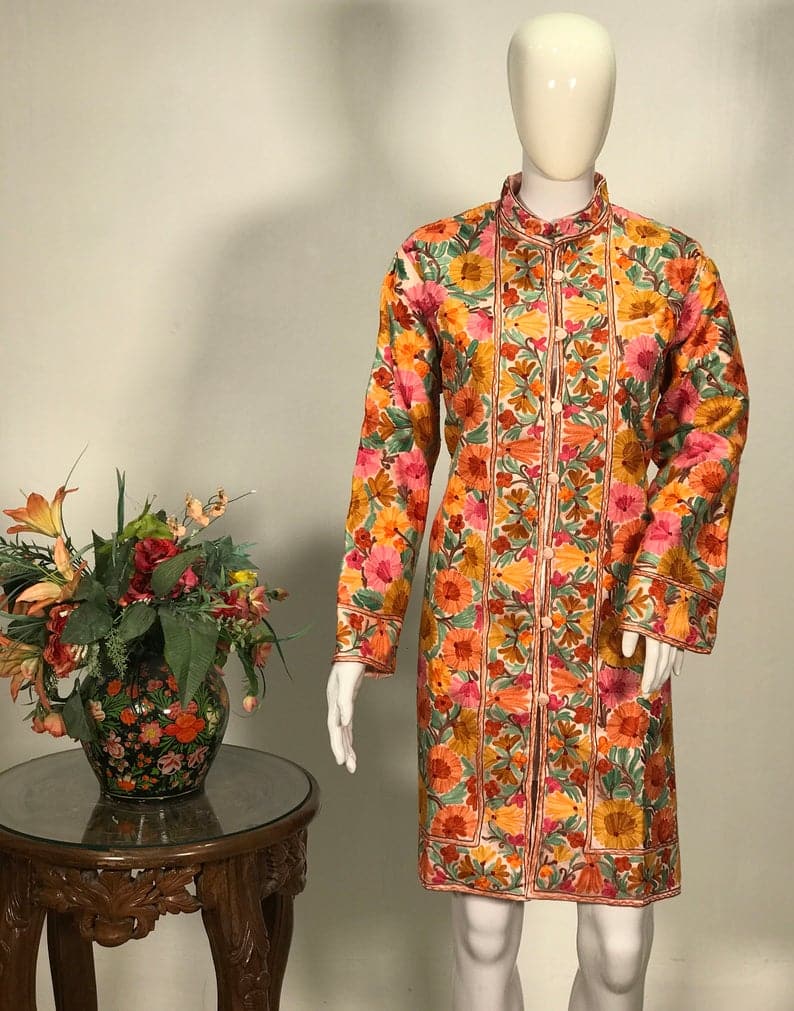 White Kashmiri Jamawar Embroidered Coat