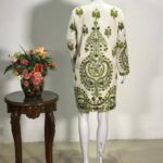 Front Open Style Women Embroidered Long Jacket Back