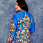 Ferozi Short Jacket With Kashmiri Aari Jaal Embroidery model backside