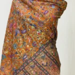 Mustard Fine Wool Floral Kalamkari Stole front