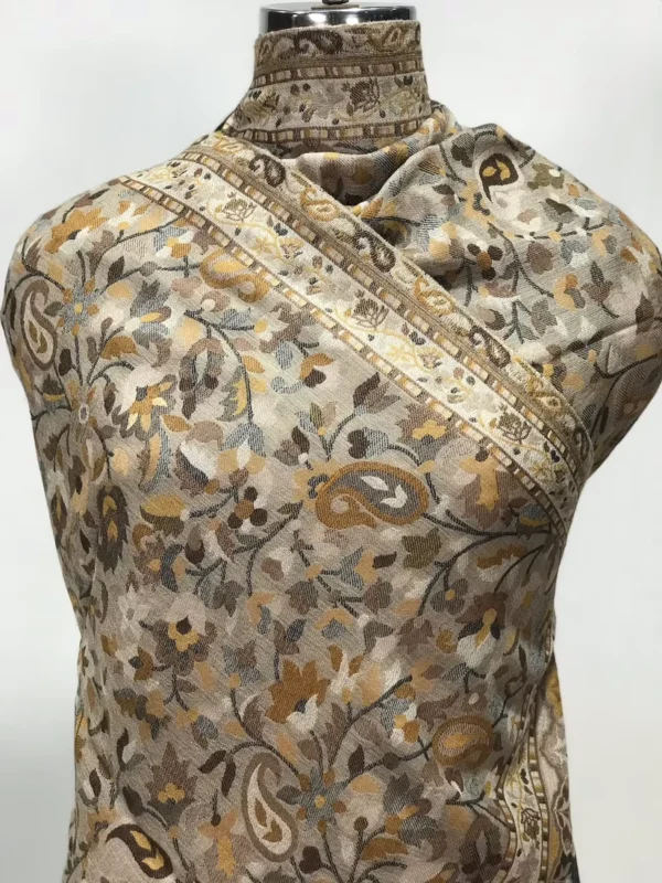 Beige Soft Fine Wool Kani Stole close up