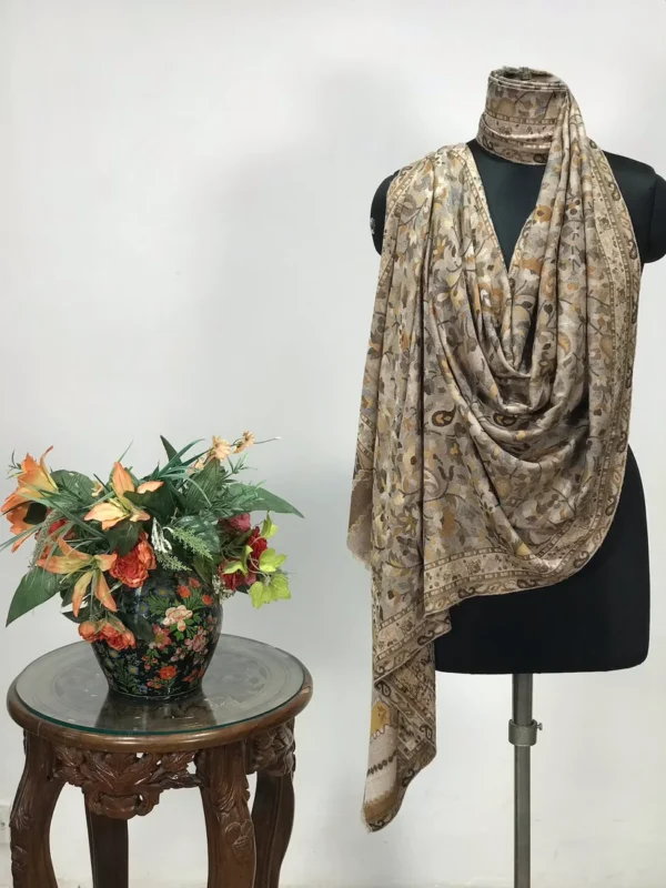 Beige Soft Fine Wool Kani Stole