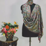 Green Fine Wool Floral Kalamkari Scarf