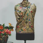 Yellow Fine Wool Floral Kalamkari Scarf