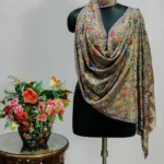 Olive Green Wool Floral Kalamkari Scarf