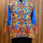 Ferozi Short Jacket With Kashmiri Aari Jaal Embroidery Front