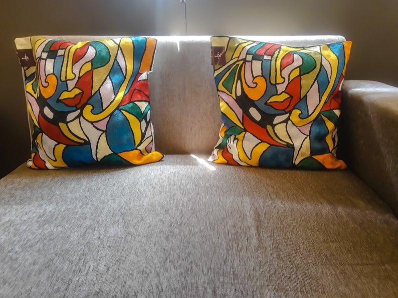 Hand Chain Stitch Modern Art Cushion Covers