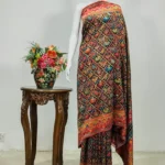 Black Modal Silk Kani Saree with Diamond Pattern Kani Design