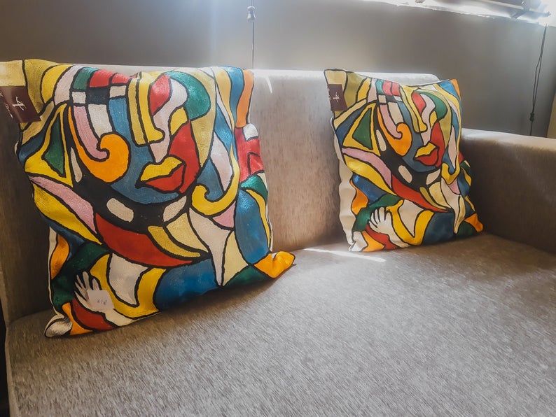 Hand Chain Stitch Modern Art Cushion Covers
