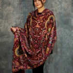 Maroon Papier Mache Hand Embroidered Pure Pashmina Shawl Front