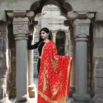 Scarlet Red Pure Pashmina Shawl With Tilla Hand Embroidery