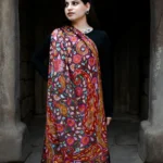 Navy Blue Hand Papier Mache Jamawar Pure Pashmina Shawl