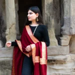 Ruby Maroon Pure Pashmina Shawl With Tilla Hand Embroidery Side