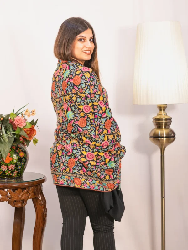Black Hand Papier Mache Jamawar Pure Pashmina Shawl