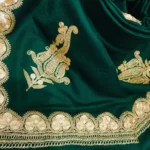 Green Pure Wool Stole with Hand Tilla Embroidery Front