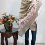 Fawn Pure Wool Shawl with Kani Detailing