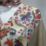 Fawn Pure Wool Shawl with Kani Detailing Front