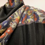 Black Pure Wool Shawl with Kani Detailing Front