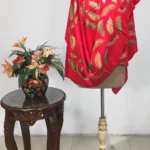 Torch Red Pure Wool Stole with Zari Detailing