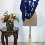 Blue Pure Wool Stole with Zari Detailing