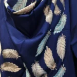 Blue Pure Wool Stole with Zari Detailing Front