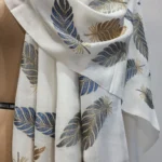 White Pure Wool Stole with Zari Detailing Front