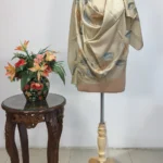 British Tan Beige Pure Wool Stole with Zari Detailing