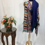 Blue Pure Pashmina Reversible Shawl With Kani Hand Crafted Palla