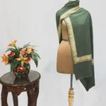 Moss Green Pure Pashmina Shawl With Tilla Hand Embroidery