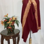 Ruby Maroon Pure Pashmina Shawl With Tilla Hand Embroidery