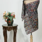 Black Floral Wool Kalamkari Scarf