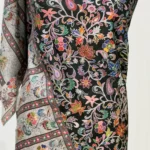 Black Floral Wool Kalamkari Scarf front