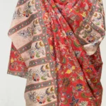 Rosa Corsa Red Floral Wool Kalamkari Scarf front