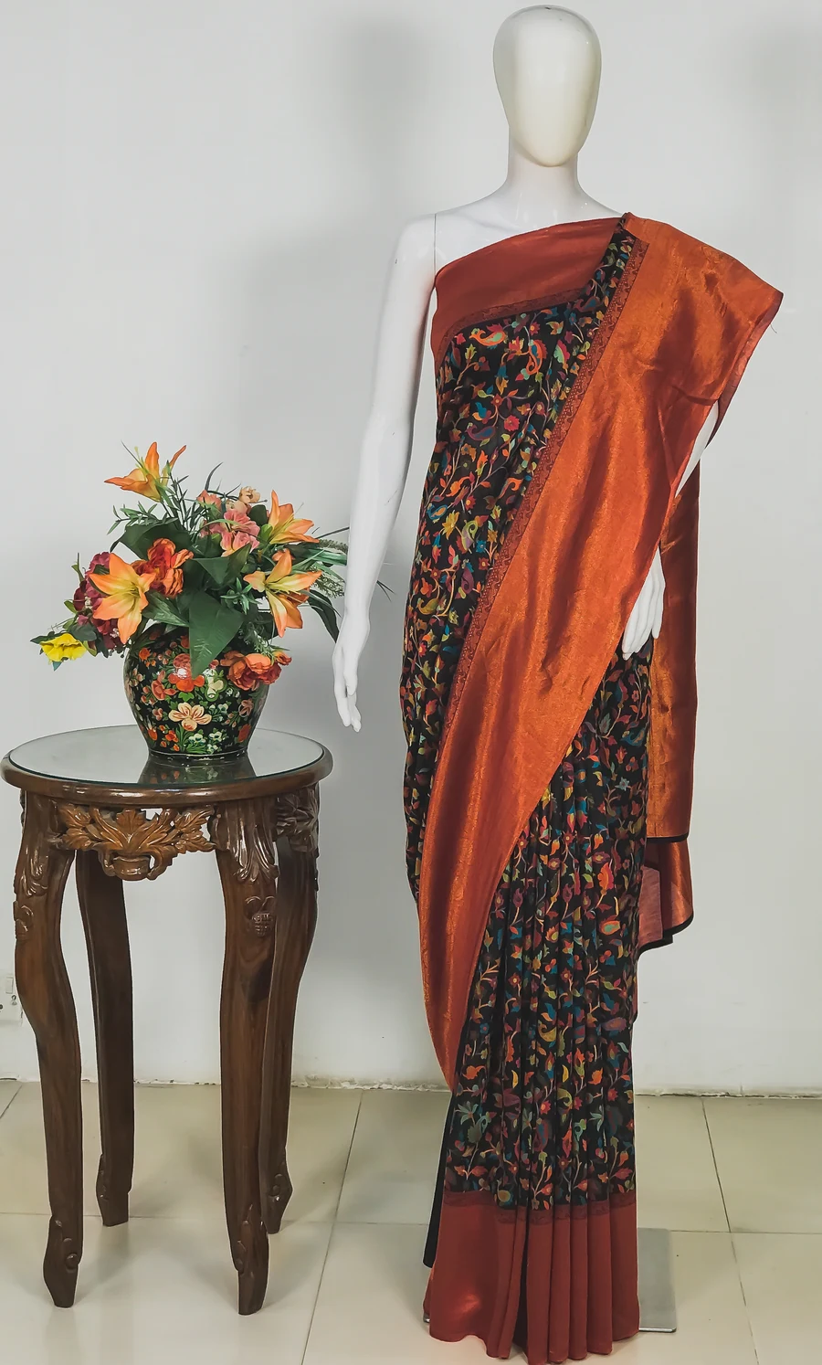 Black Modal Silk Kani Saree with Zari Pallu Design
