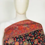 Black Modal Silk Kani Saree with Floral Pink Pallu Front