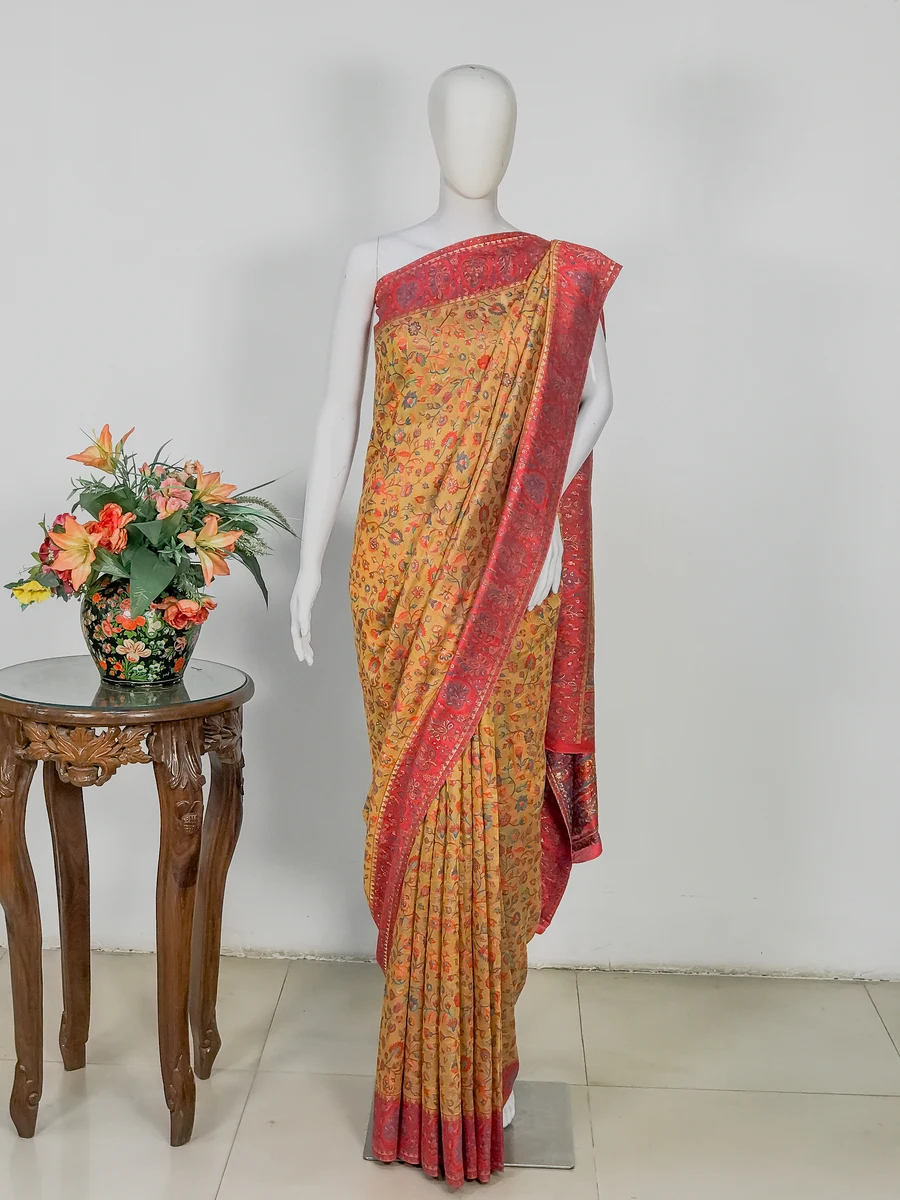 Yellow Modal Silk Kani Saree with Paisley Pallu Design Yellow Modal Silk Kani Saree with Paisley Pallu Design