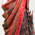 Black Modal Silk Kani Saree with Floral Pink Pallu Front