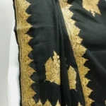 Black Pure Wool Stole with Tilla Hand Work Front