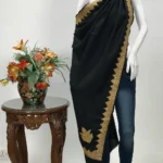 Black Pure Wool Stole with Tilla Hand Work