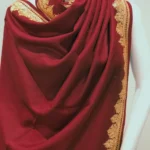 Red Pure Wool Stole with Hand Tilla Embroidery Front