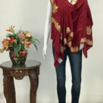 Red Pure Wool Stole with Hand Tilla Embroidery