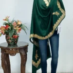 Green Pure Wool Stole with Hand Tilla Embroidery