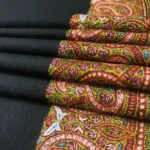 Black Pure Pashmina Shawl With Sozni Hand Embroidery Front