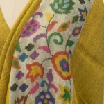 Canary Yellow And Cedar Brown Pure Pashmina Reversible Shawl With Kani Hand Woven Palla Front