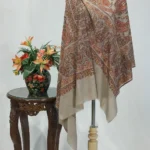 Beige Pure Pashmina Shawl With Sozni Jaal Hand Embroidery